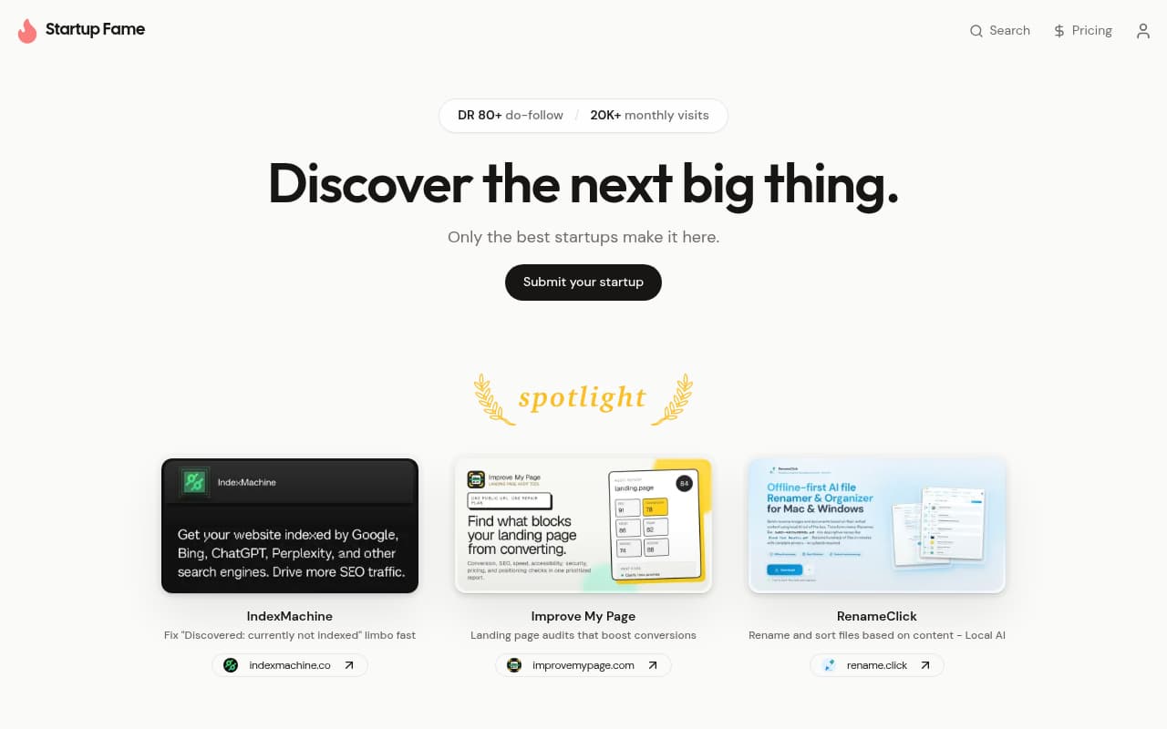 StartupFA.me website screenshot