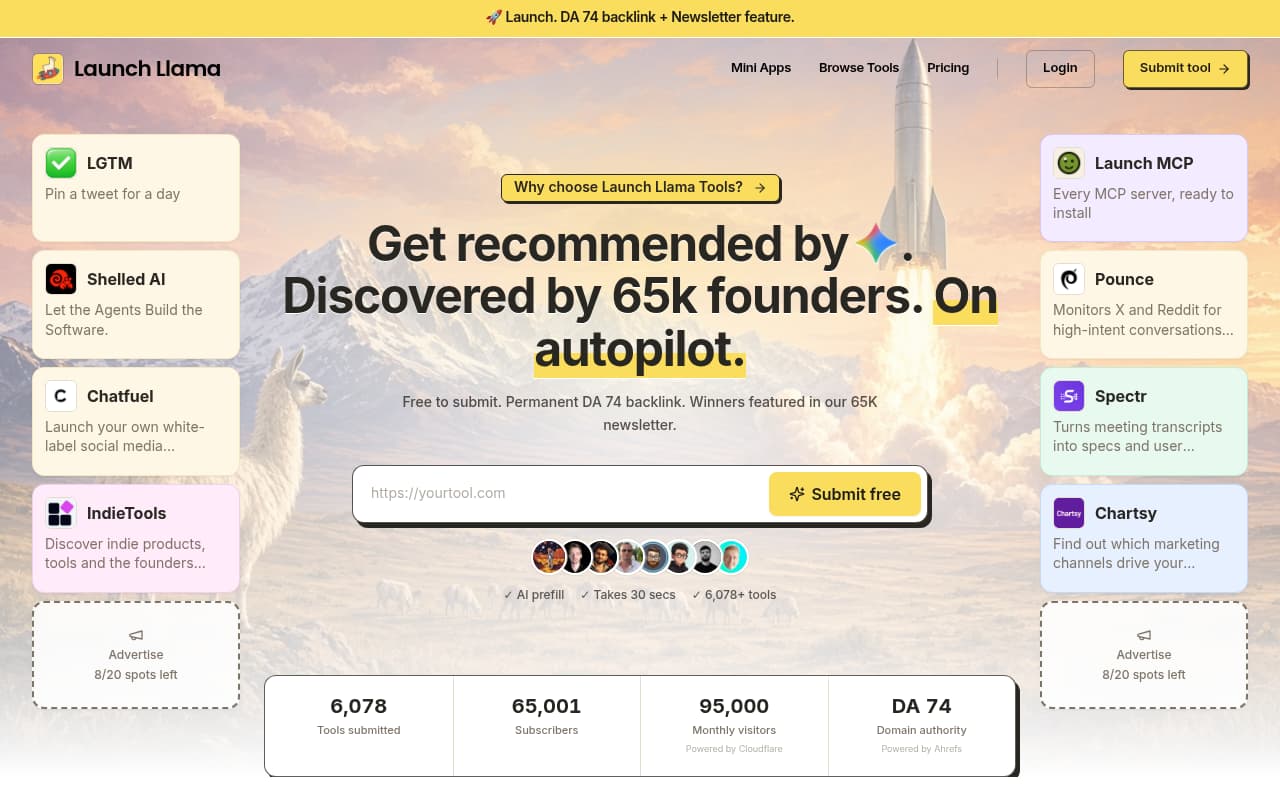 Launch Llama Tools website screenshot