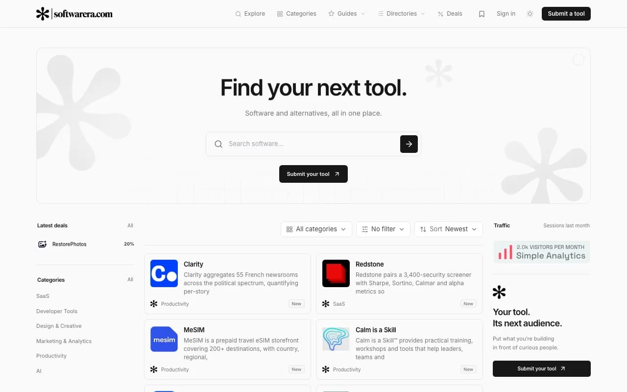 Softwarera website screenshot
