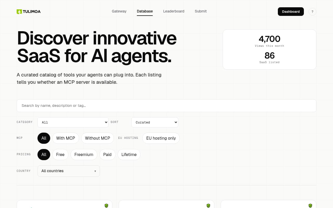 Tulimoa website screenshot