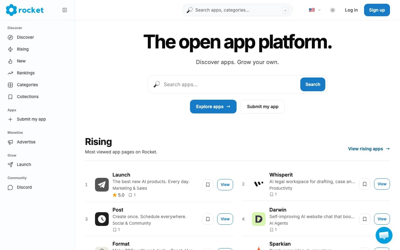 Try Rocket website screenshot