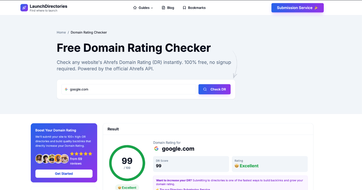 Free Domain Rating Checker | Check Any Website's Ahrefs DR